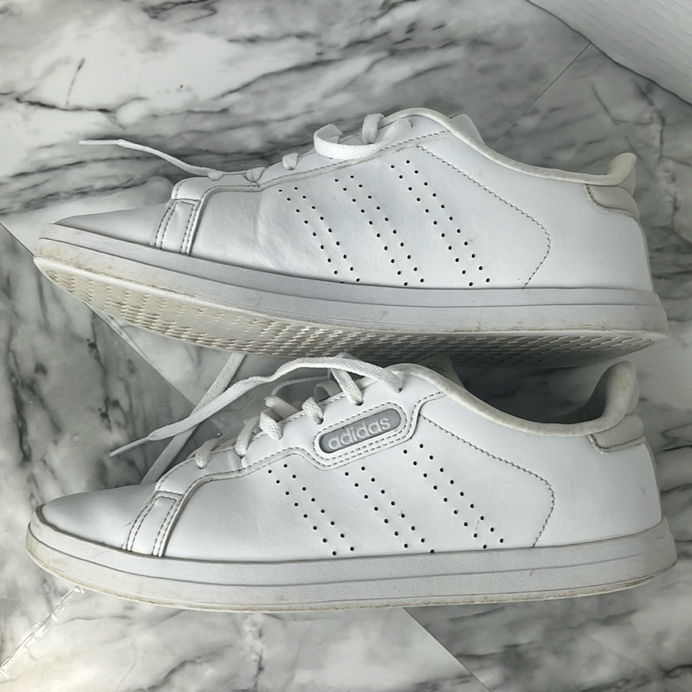 Adidas white leather sneaker shoes. Womens 8.5